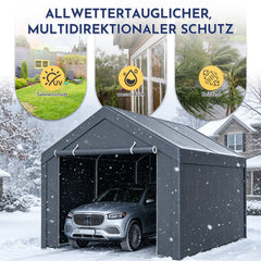 Ikodm Garagezelt Komplettset mit Stahlrahmen, Plane & Zubehör