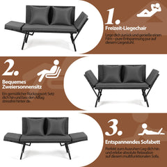 Ikodm 2 in 1 Gartenbank Polyrattan Gartensofa mit Liegefunktion