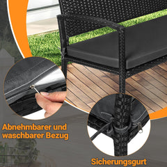 Ikodm Gartenbank Polyrattan mit Kissen 2-Sitzer