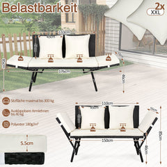 Ikodm 2 in 1 Gartenbank Polyrattan Gartensofa mit Liegefunktion