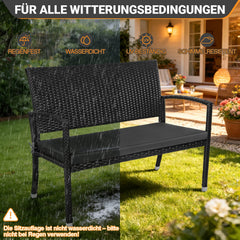 Ikodm Gartenbank Polyrattan mit Kissen 2-Sitzer