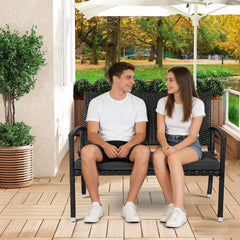 Ikodm Gartenbank Polyrattan mit Kissen 2-Sitzer