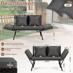 Ikodm 2 in 1 Gartenbank Polyrattan Gartensofa mit Liegefunktion
