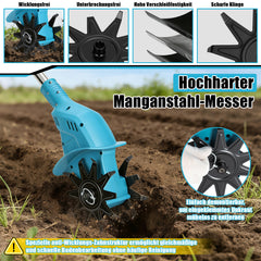 Ikodm 550W Akku Gartenfräse mit 2 Akkus Tragbar