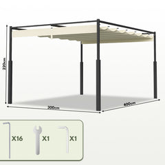 Ikodm Gartenpavillon Komplettset mit Gestell & Dach, verschiedene Größen