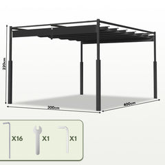 Ikodm Gartenpavillon Komplettset mit Gestell & Dach, verschiedene Größen