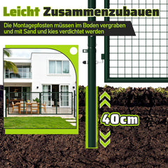 Ikodm Gartentor Doppelflügel Gartentür Rundrohr Grün/Anthrazit