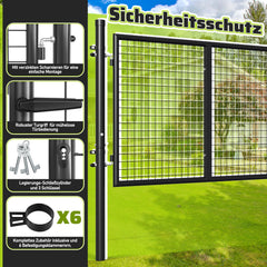 Ikodm Gartentor Doppelflügel Gartentür Rundrohr Grün/Anthrazit
