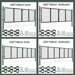 Ikodm Gartentor Doppelflügel Gartentür Rundrohr Grün/Anthrazit