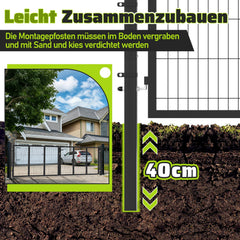 Ikodm Gartentor Doppelflügel Gartentür Vierkantrohr Grün/Anthrazit