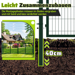 Ikodm Gartentor Doppelflügel Gartentür Vierkantrohr Grün/Anthrazit