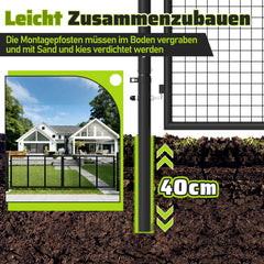 Ikodm Gartentor Doppelflügel Gartentür Rundrohr Grün/Anthrazit