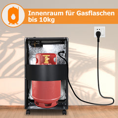 Ikodm Gasheizer 4200W, Elektroheizung 1260W, Infrarot Keramikbrenner, Gas Heizstrahler inkl. Gasdruckregler & Gasschlauch, Gasheizofen, Butan- oder Propangasflaschen bis 15kg
