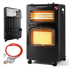 Ikodm Gasheizer 4200W, Elektroheizung 1260W, Infrarot Keramikbrenner, Gas Heizstrahler inkl. Gasdruckregler & Gasschlauch, Gasheizofen, Butan- oder Propangasflaschen bis 15kg