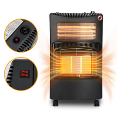 Ikodm Gasheizer 4200W, Elektroheizung 1260W, Infrarot Keramikbrenner, Gas Heizstrahler inkl. Gasdruckregler & Gasschlauch, Gasheizofen, Butan- oder Propangasflaschen bis 15kg
