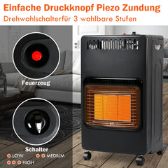 Ikodm Gasheizofen Gasheizer Keramik 4,2 KW mit Gasdruckregler