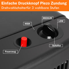 Ikodm Gasheizofen Gasheizer Keramik 4,2 KW mit Gasdruckregler