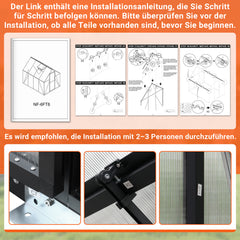 Ikodm Gewächshaus Aluminium mit Bodenrahmen & Dachfenster