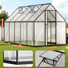 Ikodm Gewächshaus Aluminium mit Bodenrahmen & Dachfenster