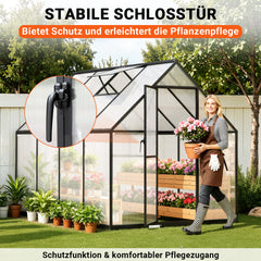 Ikodm Gewächshaus Aluminium mit Bodenrahmen & Dachfenster
