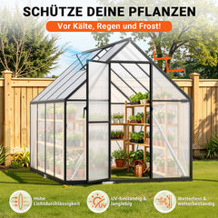 Ikodm Gewächshaus Aluminium mit Bodenrahmen & Dachfenster