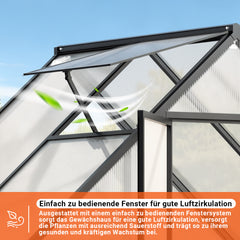 Ikodm Gewächshaus Aluminium mit Bodenrahmen & Dachfenster