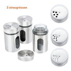 Ikodm 12tlg. Gewürzstreuer-Set aus Glas und Edelstahl