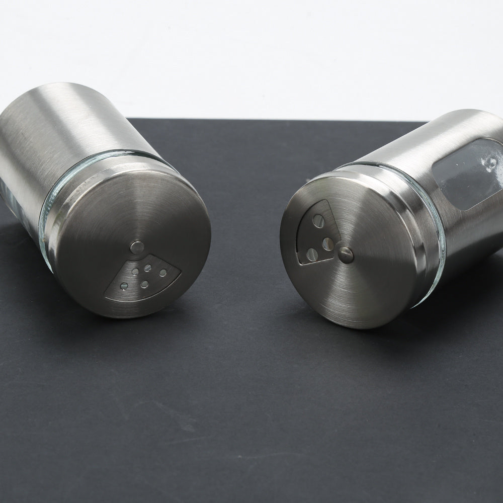 Ikodm 12tlg. Gewürzstreuer-Set aus Glas und Edelstahl