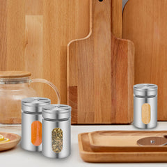 Ikodm 12tlg. Gewürzstreuer-Set aus Glas und Edelstahl