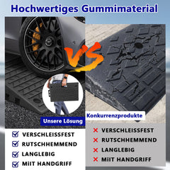 Ikodm 2x Auffahrrampe Gummi mit Griff Autorampe Verladerampe Bordsteinrampe 2000KG