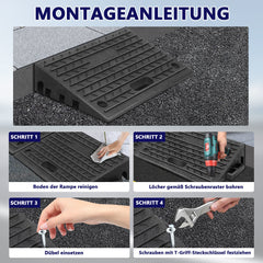 Ikodm 2x Auffahrrampe Gummi mit Griff Autorampe Verladerampe Bordsteinrampe 2000KG