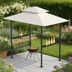 Ikodm Grillpavillon Grillunterstand Wasserdicht mit 2 Seitenregalen