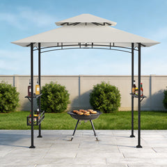 Ikodm Grillpavillon Grillunterstand Wasserdicht mit 2 Seitenregalen