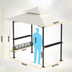 Ikodm Grillpavillon Grillunterstand Wasserdicht mit 2 Seitenregalen