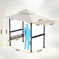 Ikodm Grillpavillon mit Markise Grillunterstand mit 2 Seitenregalen