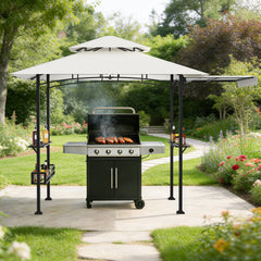 Ikodm Grillpavillon mit Markise Grillunterstand mit 2 Seitenregalen