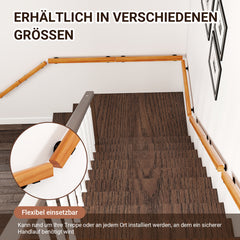 Ikodm Handlauf Kiefernholz, Geländer Wandmontierte Treppengeländer, Halbrunde Wood
