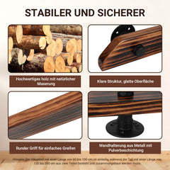 Ikodm Handlauf Kiefernholz, Geländer Wandhandlauf Wand Treppe