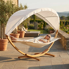 Ikodm Hängematte Hammock Holz mit Gestell Sonnendach