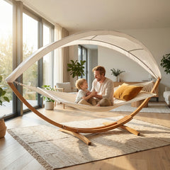 Ikodm Hängematte Hammock Holz mit Gestell Sonnendach