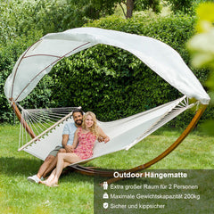 Ikodm Hängematte Hammock Holz mit Gestell Sonnendach