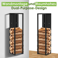 Ikodm Kaminholzregal Metall Hängend an der Wand mit Rückwand