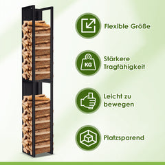 Ikodm Kaminholzregal Metall Hängend an der Wand mit Rückwand