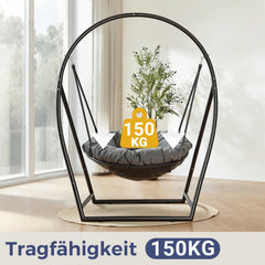 Ikodm Hängesessel Hängematte mit Gestell & Kissen Runder