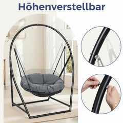 Ikodm Hängesessel Hängematte mit Gestell & Kissen Runder