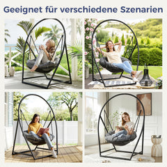 Ikodm Hängesessel Hängematte mit Gestell & Kissen Runder