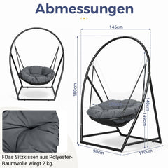 Ikodm Hängesessel Hängematte mit Gestell & Kissen Runder