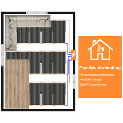 Ikodm Infrarot Heizfolie Elektrische Fußbodenheizung Zur Selbstmontage Fußboden, Wand- oder Deckenheizung, Einfache Montage (ohne thermostat)