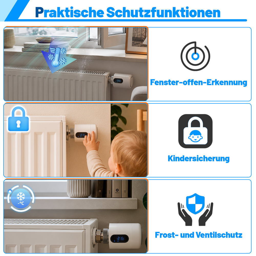 Ikodm Smartes Heizkörperthermostat mit WLAN, App-Steuerung ohne Hub