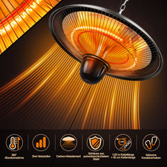 Ikodm Heizstrahler Outdoor 1800 W, 3 Heizstufen, IP55, Carbon-Heizröhre